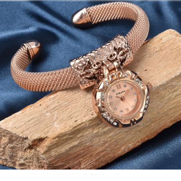 STRADA Dangling Bangle Watch in Rose Tone..NOW $10.!! - Picture 2 of 2